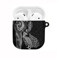 Aotearoa Moko Tribal Tattoo AirPods Case New Zealand Maori Penguin and Fantail Black Color