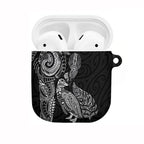 Aotearoa Moko Tribal Tattoo AirPods Case New Zealand Maori Penguin and Fantail Black Color