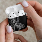 Aotearoa Moko Tribal Tattoo AirPods Case New Zealand Maori Penguin and Fantail Black Color