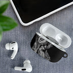 Aotearoa Moko Tribal Tattoo AirPods Case New Zealand Maori Penguin and Fantail Black Color
