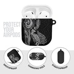 Aotearoa Moko Tribal Tattoo AirPods Case New Zealand Maori Penguin and Fantail Black Color