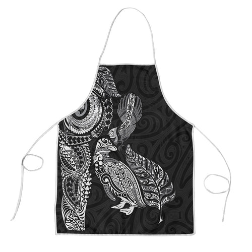 Aotearoa Moko Tribal Tattoo Apron New Zealand Maori Penguin and Fantail Black Color