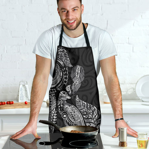 Aotearoa Moko Tribal Tattoo Apron New Zealand Maori Penguin and Fantail Black Color