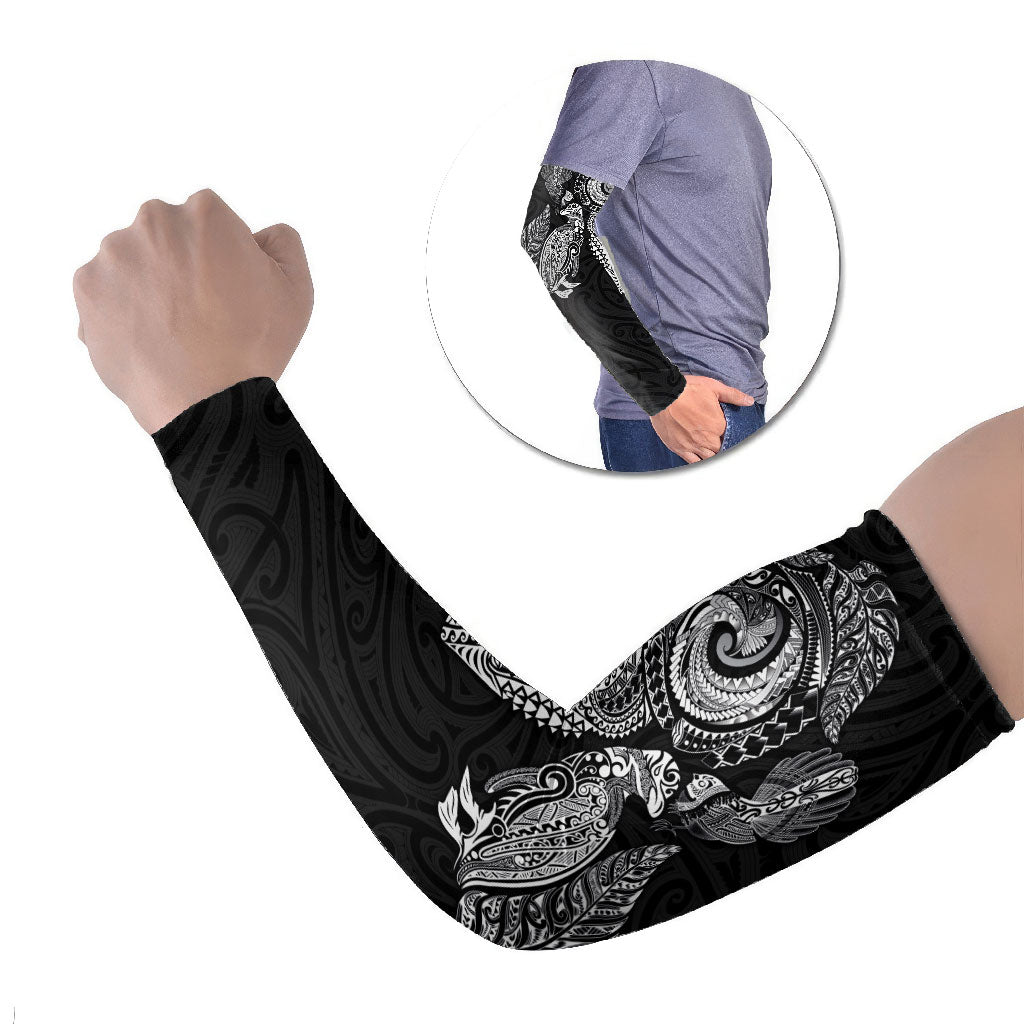 Aotearoa Moko Tribal Tattoo Arm Sleeves New Zealand Maori Penguin and Fantail Black Color