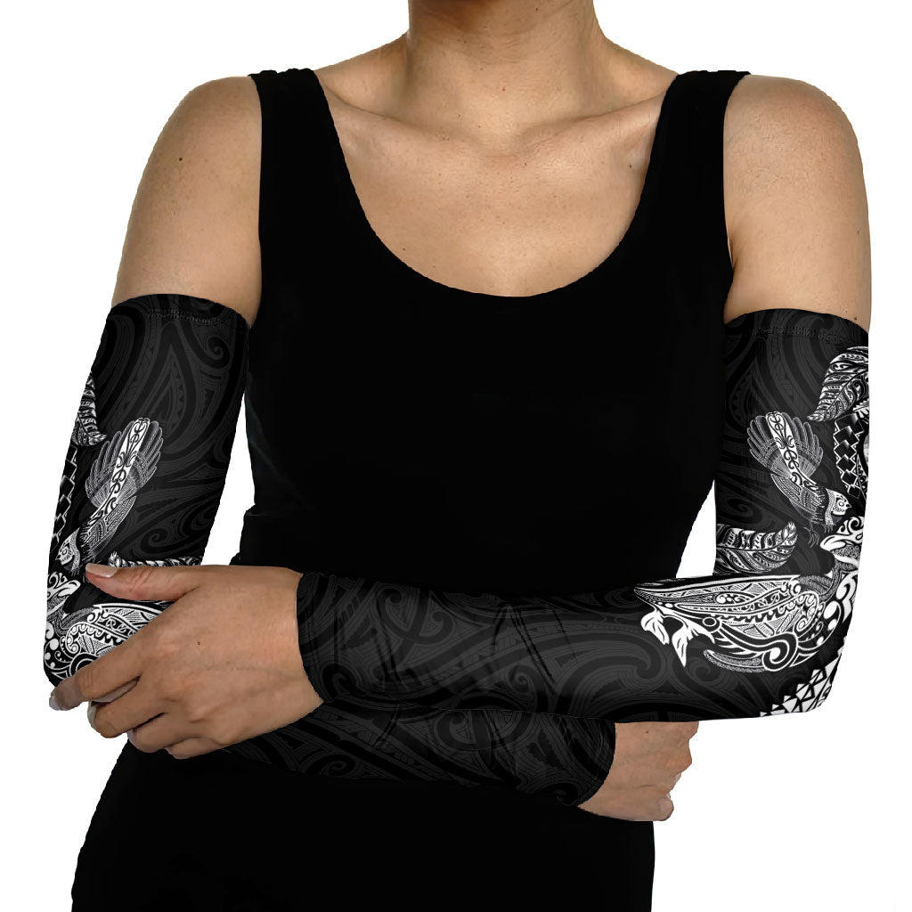 Aotearoa Moko Tribal Tattoo Arm Sleeves New Zealand Maori Penguin and Fantail Black Color