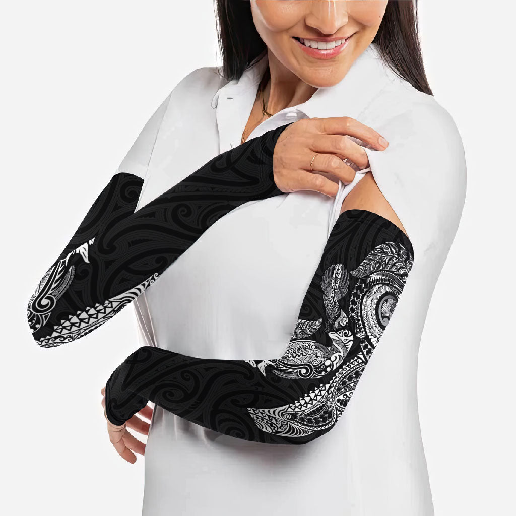 Aotearoa Moko Tribal Tattoo Arm Sleeves New Zealand Maori Penguin and Fantail Black Color