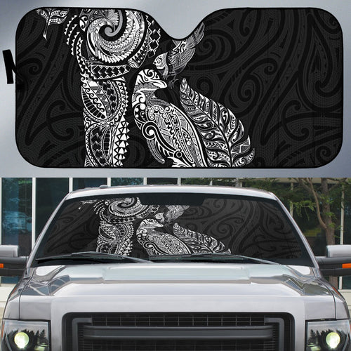 Aotearoa Moko Tribal Tattoo Auto Sun Shade New Zealand Maori Penguin and Fantail Black Color