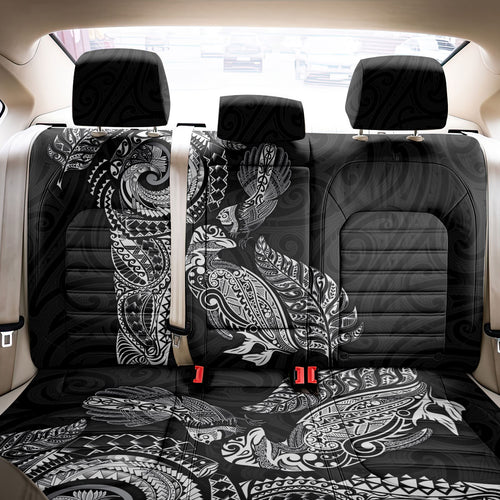 Aotearoa Moko Tribal Tattoo Back Car Seat Cover New Zealand Maori Penguin and Fantail Black Color