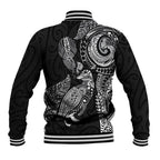 Aotearoa Moko Tribal Tattoo Baseball Jacket New Zealand Maori Penguin and Fantail Black Color