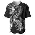 Aotearoa Moko Tribal Tattoo Baseball Jersey New Zealand Maori Penguin and Fantail Black Color