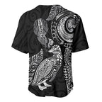 Aotearoa Moko Tribal Tattoo Baseball Jersey New Zealand Maori Penguin and Fantail Black Color