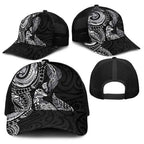 Aotearoa Moko Tribal Tattoo Baseball Net Cap New Zealand Maori Penguin and Fantail Black Color