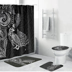 Aotearoa Moko Tribal Tattoo Bathroom Set New Zealand Maori Penguin and Fantail Black Color