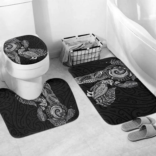 Aotearoa Moko Tribal Tattoo Bathroom Set New Zealand Maori Penguin and Fantail Black Color