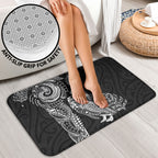 Aotearoa Moko Tribal Tattoo Bathroom Set New Zealand Maori Penguin and Fantail Black Color
