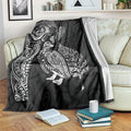Aotearoa Moko Tribal Tattoo Blanket New Zealand Maori Penguin and Fantail Black Color