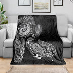 Aotearoa Moko Tribal Tattoo Blanket New Zealand Maori Penguin and Fantail Black Color