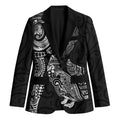 Aotearoa Moko Tribal Tattoo Blazer New Zealand Maori Penguin and Fantail Black Color