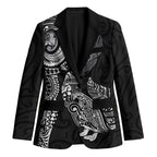 Aotearoa Moko Tribal Tattoo Blazer New Zealand Maori Penguin and Fantail Black Color