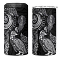 Aotearoa Moko Tribal Tattoo 4 in 1 Can Cooler Tumbler New Zealand Maori Penguin and Fantail Black Color