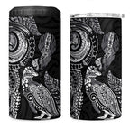Aotearoa Moko Tribal Tattoo 4 in 1 Can Cooler Tumbler New Zealand Maori Penguin and Fantail Black Color