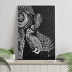 Aotearoa Moko Tribal Tattoo Canvas Wall Art New Zealand Maori Penguin and Fantail Black Color