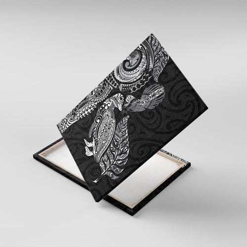 Aotearoa Moko Tribal Tattoo Canvas Wall Art New Zealand Maori Penguin and Fantail Black Color