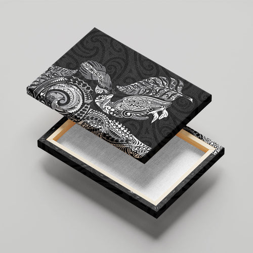 Aotearoa Moko Tribal Tattoo Canvas Wall Art New Zealand Maori Penguin and Fantail Black Color