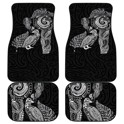 Aotearoa Moko Tribal Tattoo Car Mats New Zealand Maori Penguin and Fantail Black Color