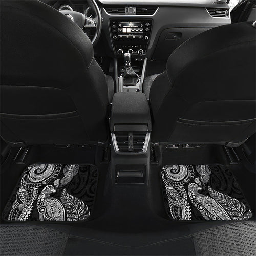 Aotearoa Moko Tribal Tattoo Car Mats New Zealand Maori Penguin and Fantail Black Color