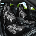 Aotearoa Moko Tribal Tattoo Car Seat Cover New Zealand Maori Penguin and Fantail Black Color