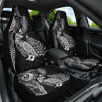 Aotearoa Moko Tribal Tattoo Car Seat Cover New Zealand Maori Penguin and Fantail Black Color