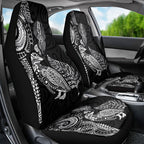 Aotearoa Moko Tribal Tattoo Car Seat Cover New Zealand Maori Penguin and Fantail Black Color