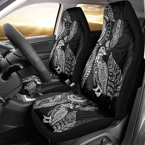 Aotearoa Moko Tribal Tattoo Car Seat Cover New Zealand Maori Penguin and Fantail Black Color