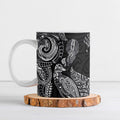 Aotearoa Moko Tribal Tattoo Ceramic Mug New Zealand Maori Penguin and Fantail Black Color