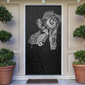 Aotearoa Moko Tribal Tattoo Door Cover New Zealand Maori Penguin and Fantail Black Color