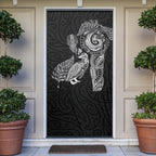 Aotearoa Moko Tribal Tattoo Door Cover New Zealand Maori Penguin and Fantail Black Color