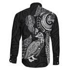 Aotearoa Moko Tribal Tattoo Family Matching Mermaid Dress and Hawaiian Shirt New Zealand Maori Penguin and Fantail Black Color