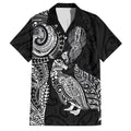 Aotearoa Moko Tribal Tattoo Family Matching Tank Maxi Dress and Hawaiian Shirt New Zealand Maori Penguin and Fantail Black Color