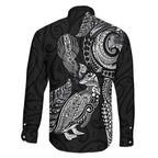 Aotearoa Moko Tribal Tattoo Family Matching Tank Maxi Dress and Hawaiian Shirt New Zealand Maori Penguin and Fantail Black Color