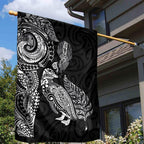 Aotearoa Moko Tribal Tattoo Garden Flag New Zealand Maori Penguin and Fantail Black Color