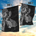Aotearoa Moko Tribal Tattoo Garden Flag New Zealand Maori Penguin and Fantail Black Color