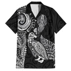 Aotearoa Moko Tribal Tattoo Hawaiian Shirt New Zealand Maori Penguin and Fantail Black Color