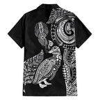 Aotearoa Moko Tribal Tattoo Hawaiian Shirt New Zealand Maori Penguin and Fantail Black Color