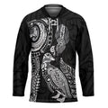 Aotearoa Moko Tribal Tattoo Hockey Jersey New Zealand Maori Penguin and Fantail Black Color