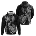Aotearoa Moko Tribal Tattoo Hoodie New Zealand Maori Penguin and Fantail Black Color