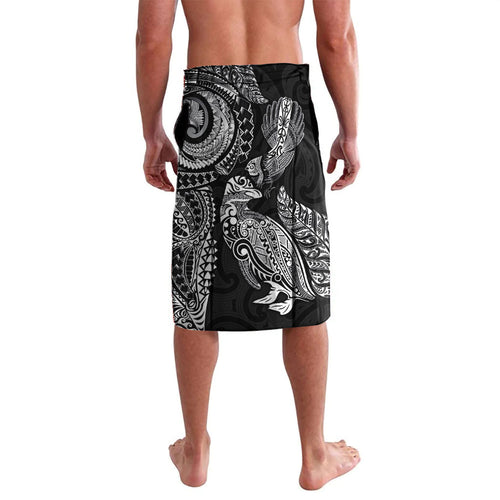 Aotearoa Moko Tribal Tattoo Lavalava New Zealand Maori Penguin and Fantail Black Color