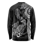 Aotearoa Moko Tribal Tattoo Long Sleeve Shirt New Zealand Maori Penguin and Fantail Black Color