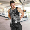 Aotearoa Moko Tribal Tattoo Men Tank Top New Zealand Maori Penguin and Fantail Black Color
