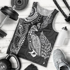 Aotearoa Moko Tribal Tattoo Men Tank Top New Zealand Maori Penguin and Fantail Black Color